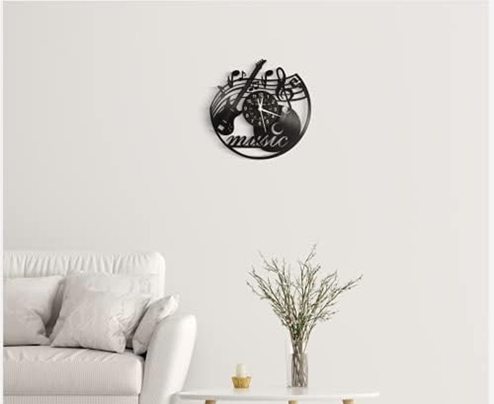 Music Vinyl Record Wall Clock, Music Room Decoration, Music Theme Wall Clock. (Music A)